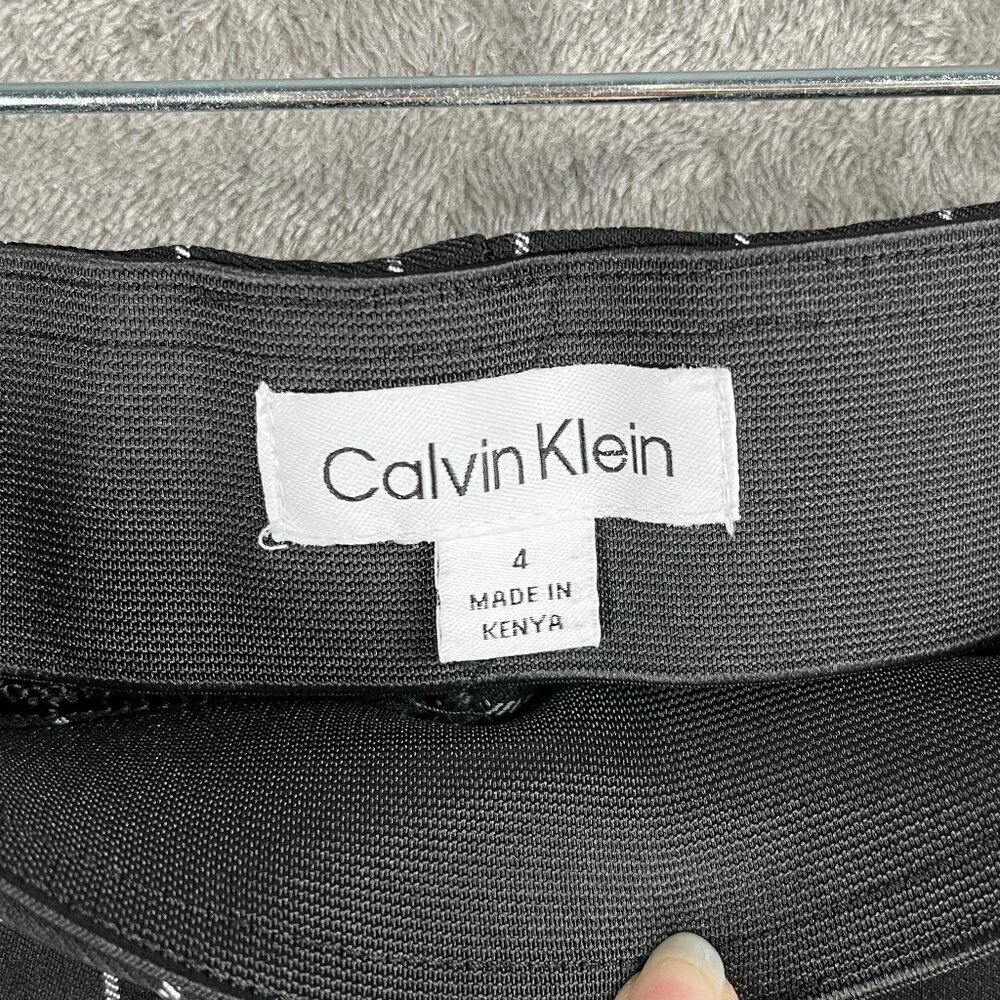 Calvin Klein Women’s Pants Size 4 Black White Plaid Stretch Leggings Workwear - Picture 3 of 9